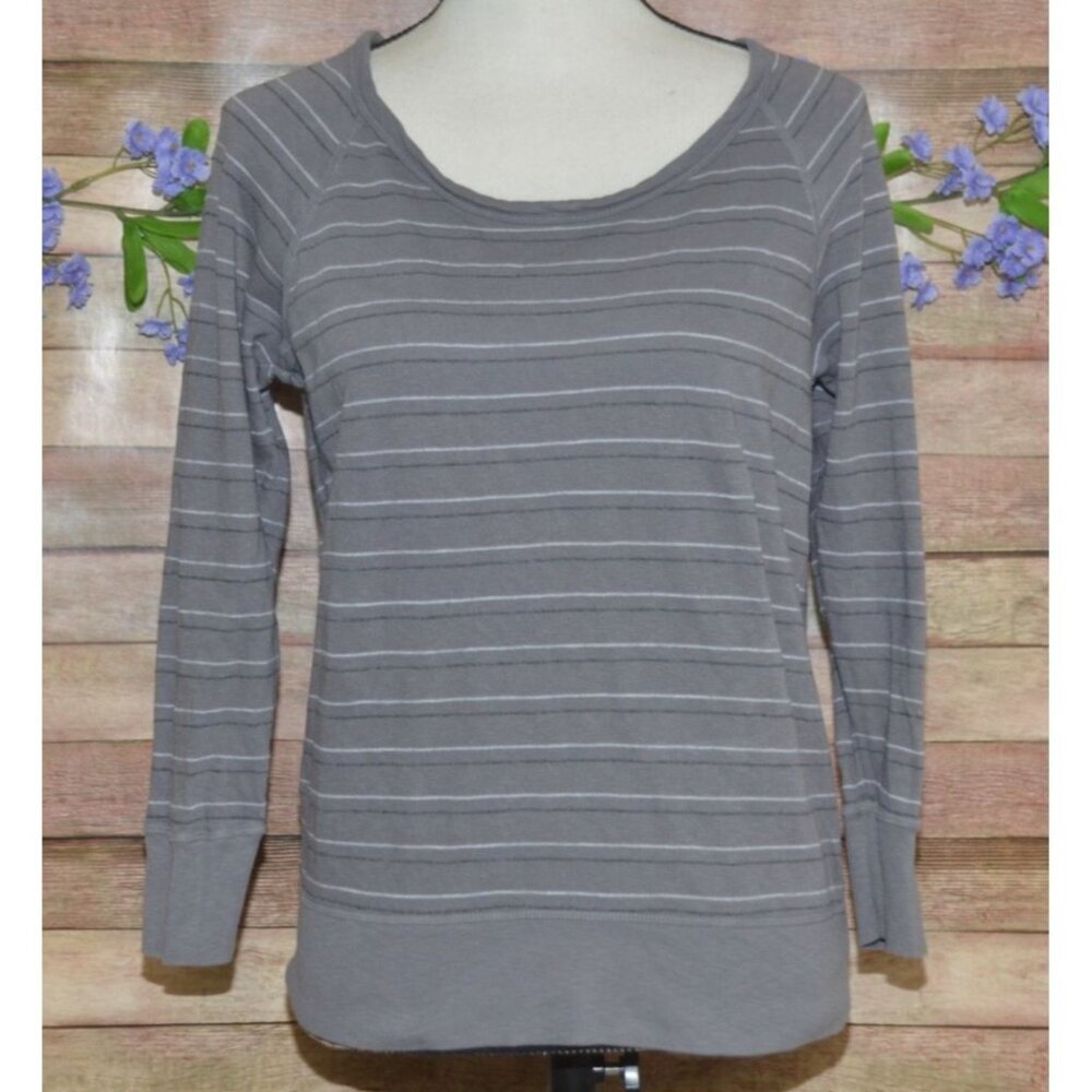 STANDARD JAMES PERSE Size 1 S Gray Stripe Boat Neck Supima Cotton Top Shirt